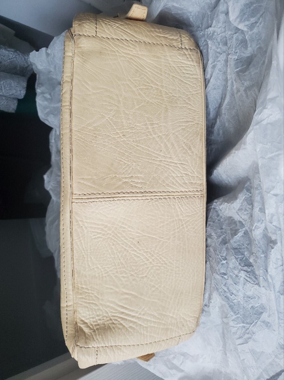 CELINE Beige Leather Satchel with Gold Accents - Picture 15 of 16